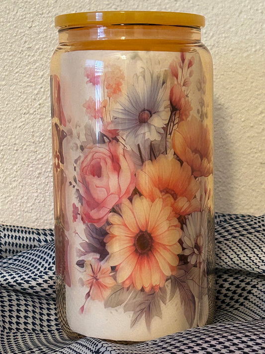 Vaso cristal amarillo con tapa