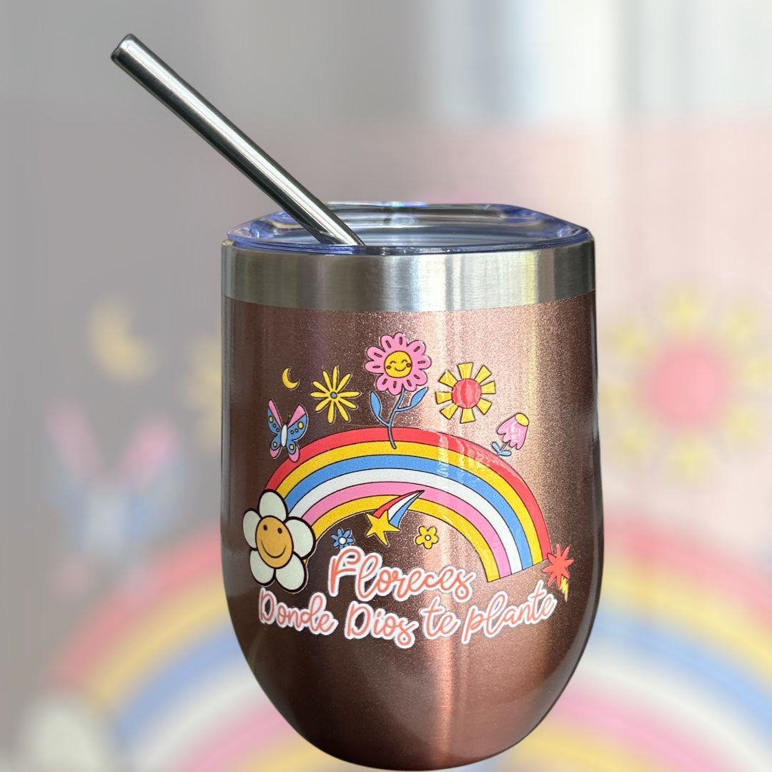Wine tumbler "Arcoiris/flores"