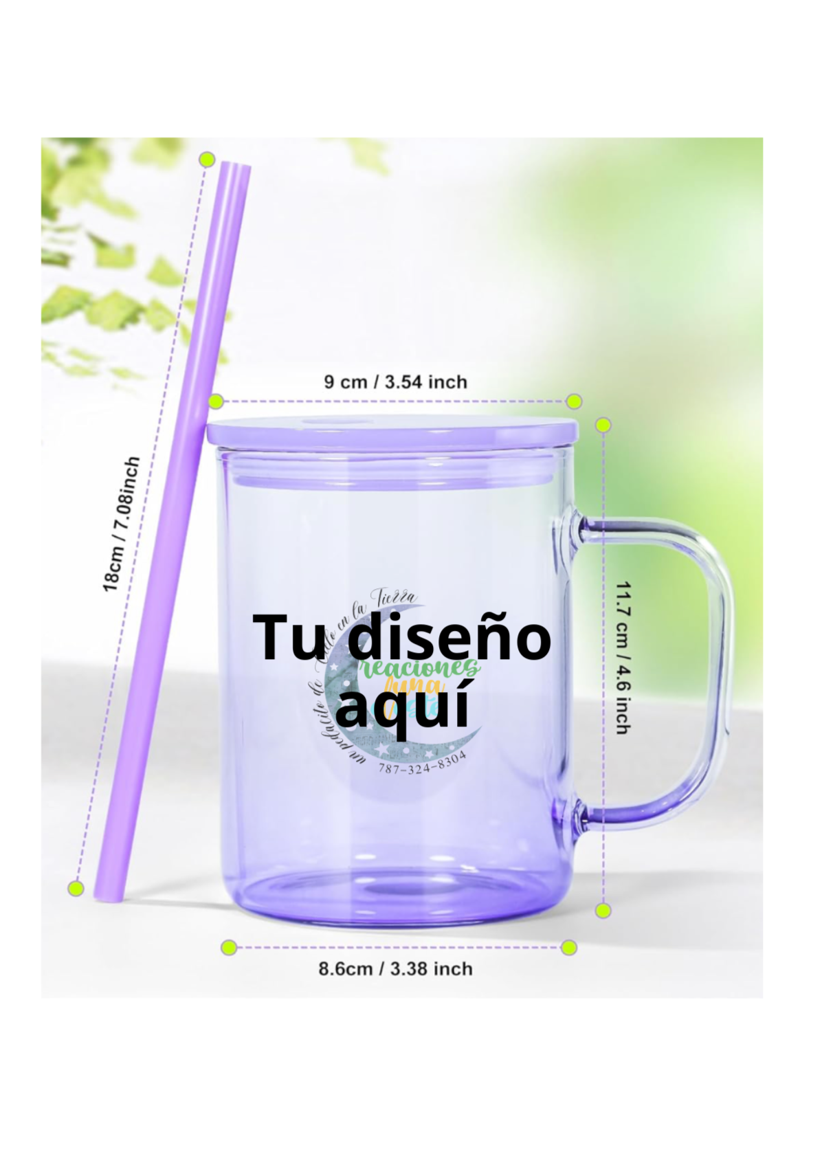 Taza de cristal con tapa de plástico