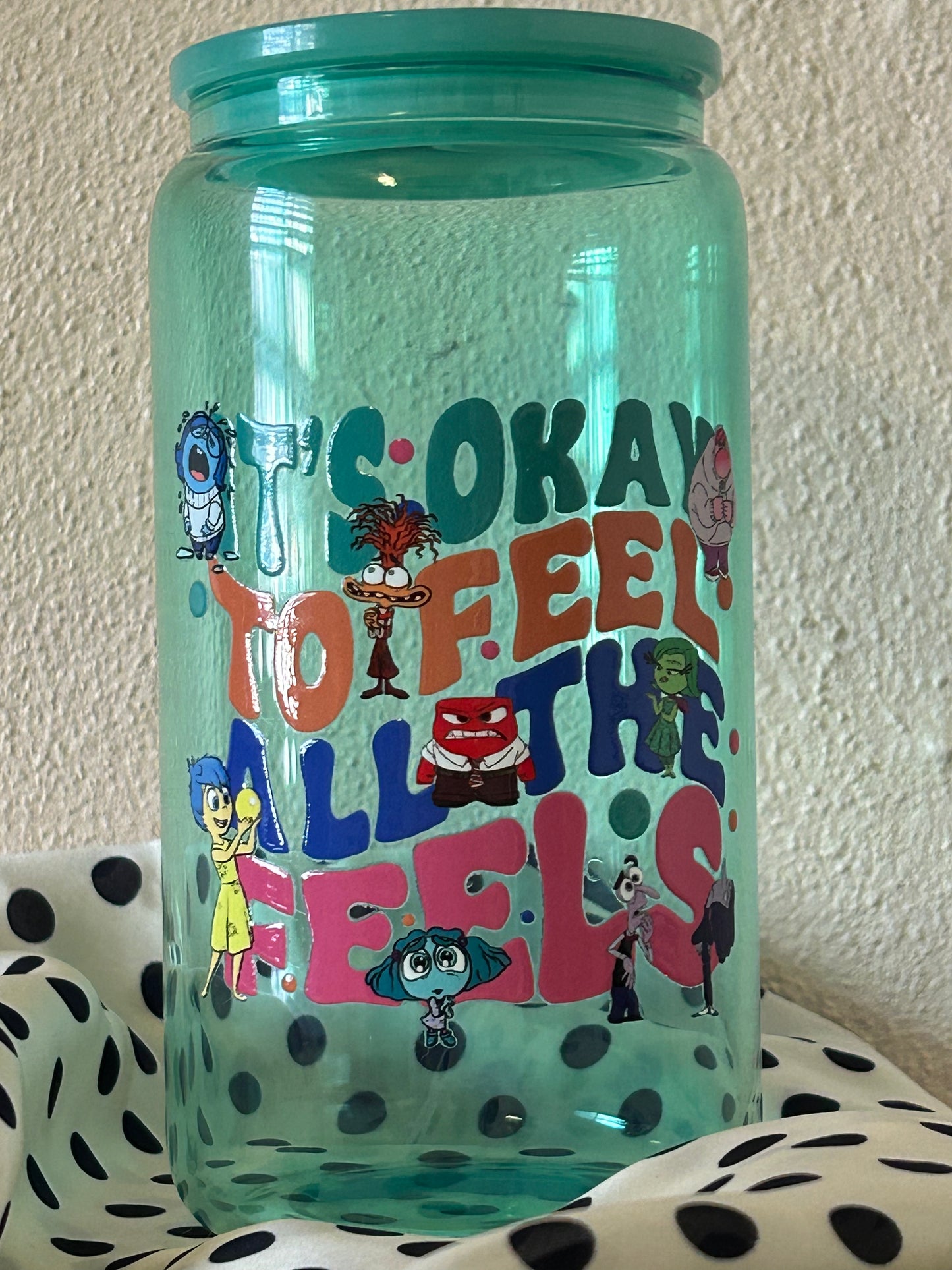 Vaso cristal verde con tapa "Inside out"