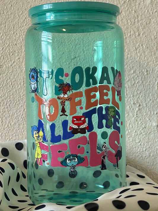 Vaso cristal verde con tapa "Inside out"