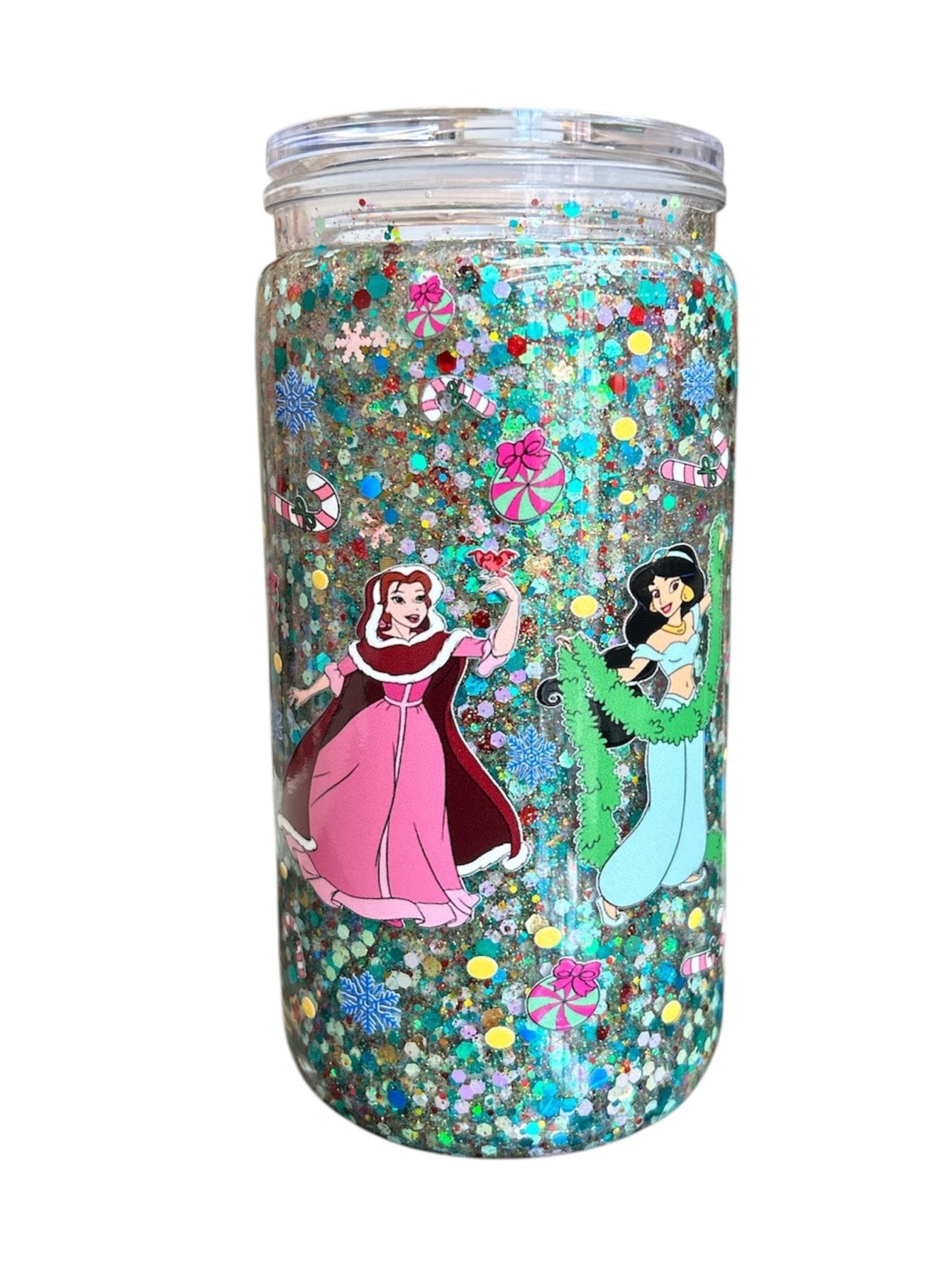 Vaso snow globe plástico "Princesas"