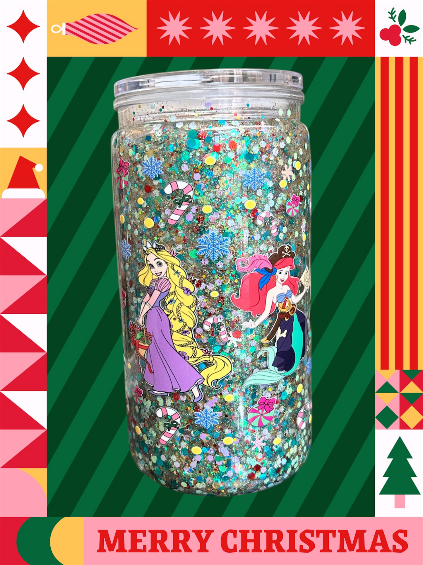 Vaso snow globe plástico "Princesas"